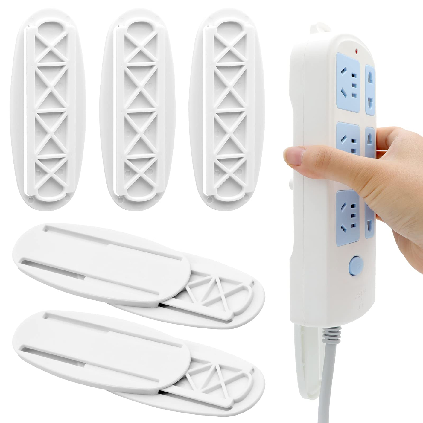Power Strip Holder, 3pcs Self Adhesive Power Strip Mount, Surge Protector Mount Punch Free Cable Management System