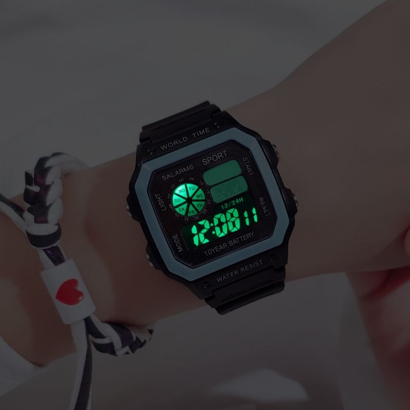 Square electronic watch LED electronic watch Wrist Watch  waterproof alarm  noctilucent anti fall 