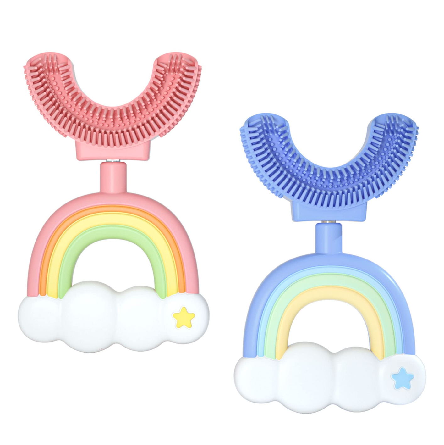 GXH808 Toddler Toothbrush for Age 2-6 Years ,Kids Toothbrush for 6-14 Years Children, Rainbow Manual U-Shape Extra Soft Toothbrush for Children