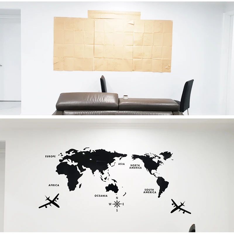 Mirror World Map Acrylic 3D Wall Stickers, Living Room, Bedroom, Office, Home Decor