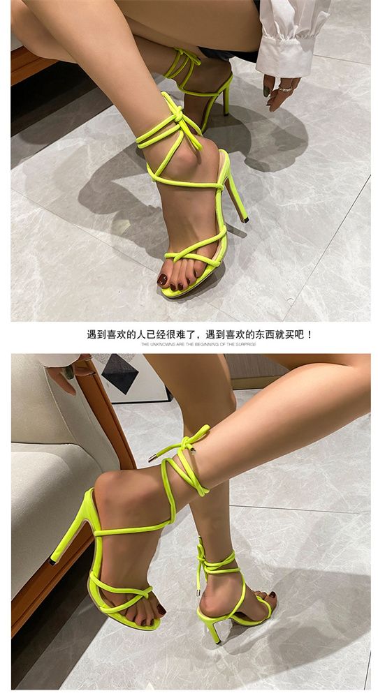 Summer new open toe women stiletto sandals 43 size lace-up women's shoes YB26