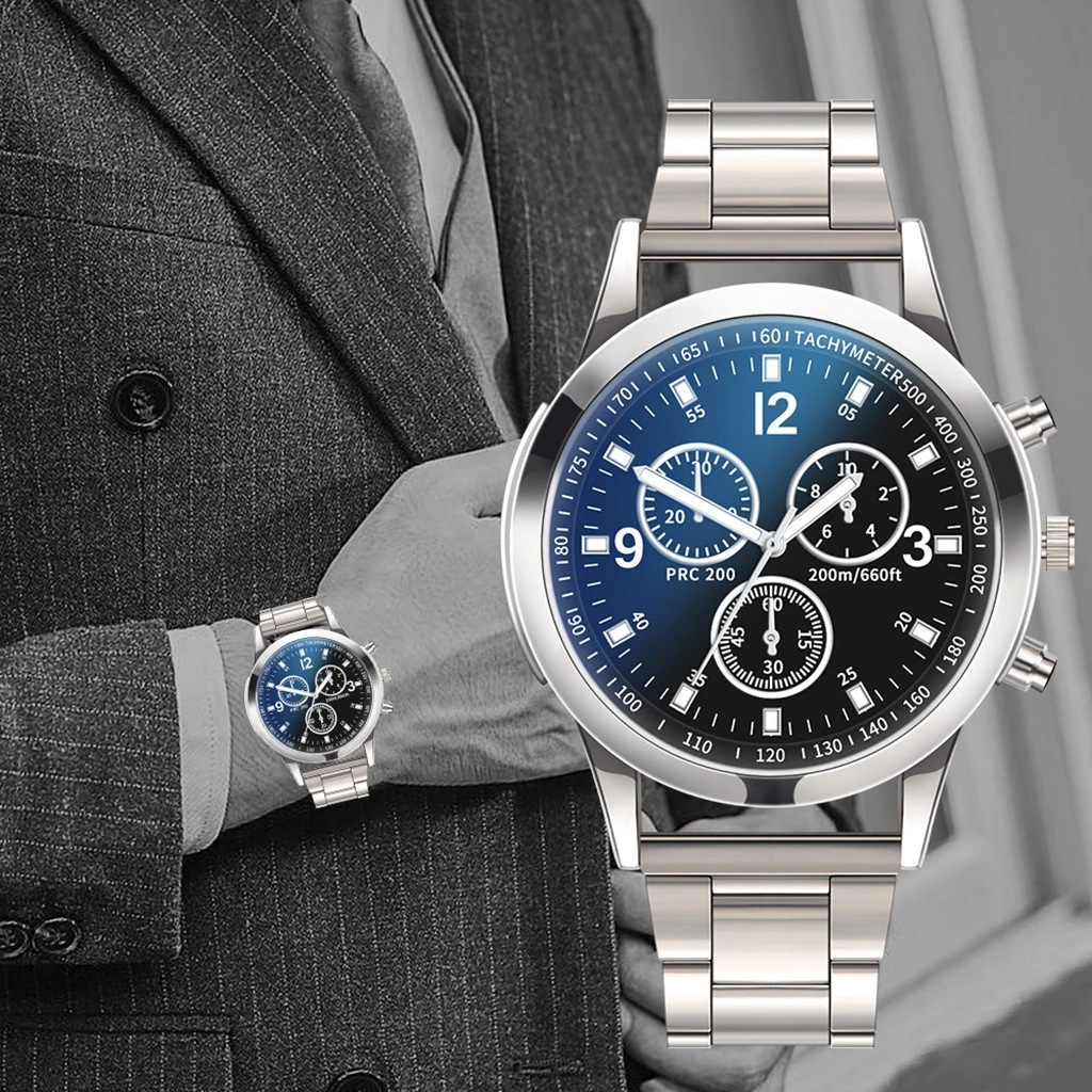 28040# Mens Watches Fashion Casual Chronograph Business Dress Quartz Stainless Steel Wrist Watch