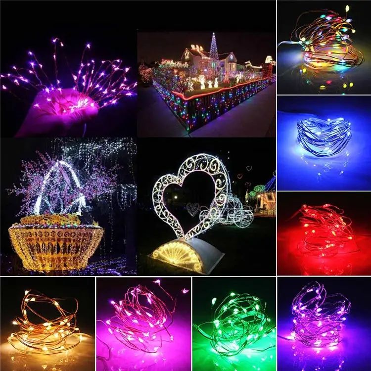 AUNONT Creative LED Starry Fairy Solar String Light Waterproof Outdoor Indoor Wedding Party Decorative Copper Wire Garland Lamp