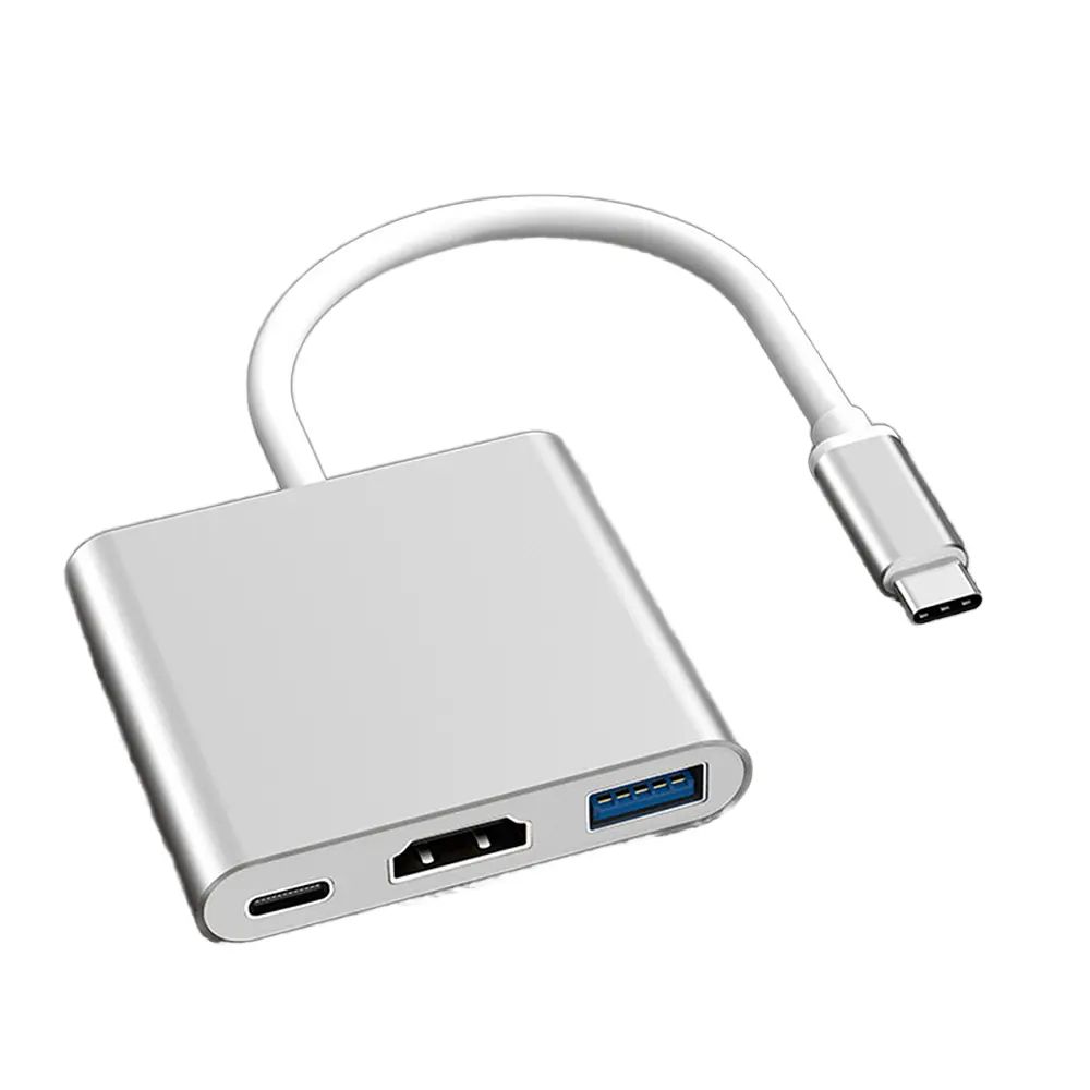 AUNONT Type-C To 3-In-1 Transfer Cable Usb3.1 Features Multi-Expansion Dock 4k Aluminum-Case Converter