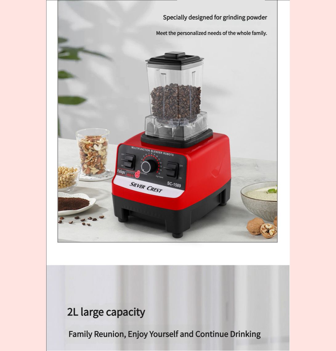 Commercial Blender Heavy-Duty Smoothie Blender w/ 2.5HP Copper Motor & Laser-Cut Blades Quick Ice Crushing 64oz Tritan Jar Self-Cleaning Cooking Grinder, Juicer, Juice Machine