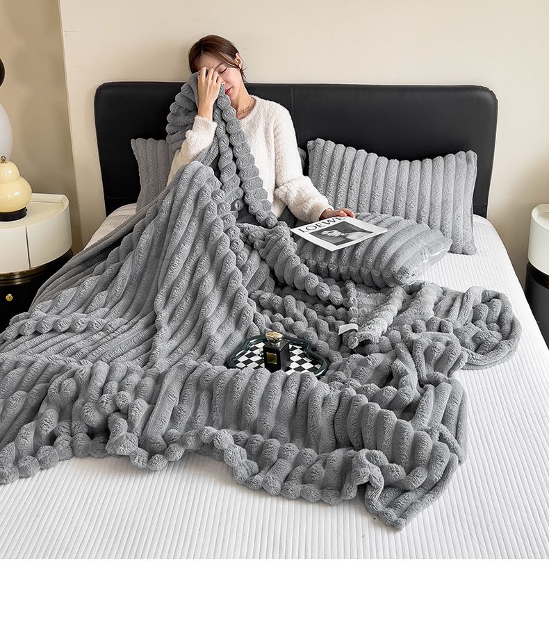 Light Gray Throw Blanket for Couch - GentleSoft Cozy Soft Blankets for Women, Cute Small Rabbit Fur Fabric Throws for Girls, Off White, 150*200cm