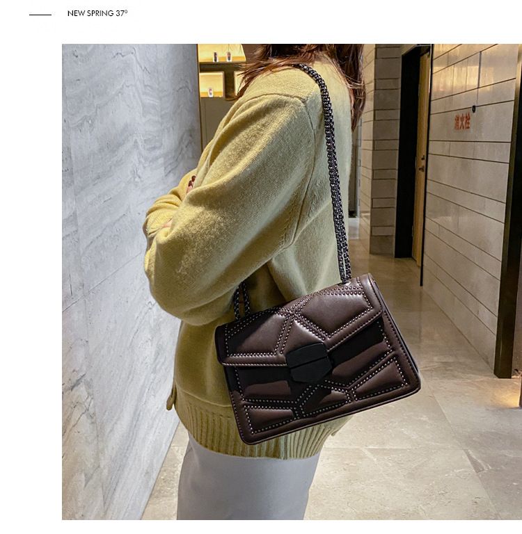Black bag women's bag 2024 new fashion Korean version chain shoulder cross PU small square bag