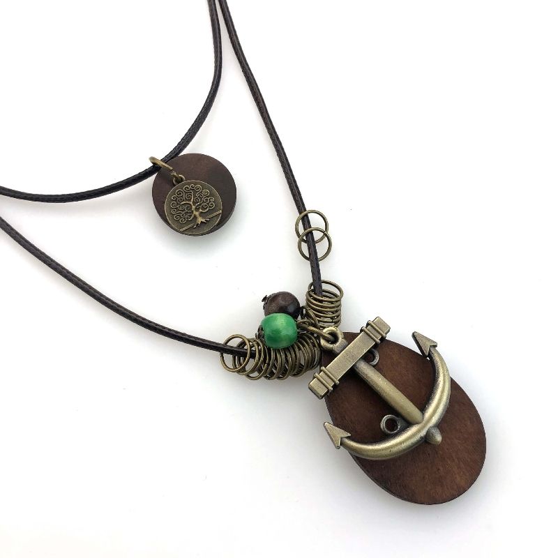 Multilayer fashion chain,boat anchor long style, necklace accessories, men ，women , double wax rope necklace free shipping