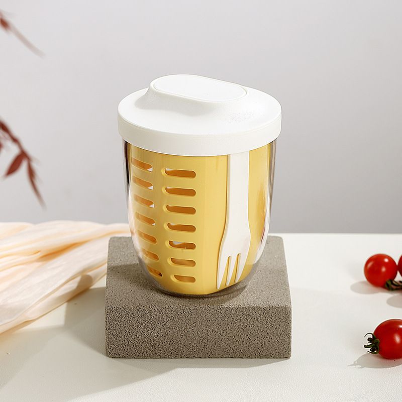 Salad Cup Picnic Fruit Cup Double-Layer Water Cup Portable Breakfast Cup for Office Workers Student Soup Cup Milk Cup Kitchen Dining Storage Travel To-Go Food Containersyellow