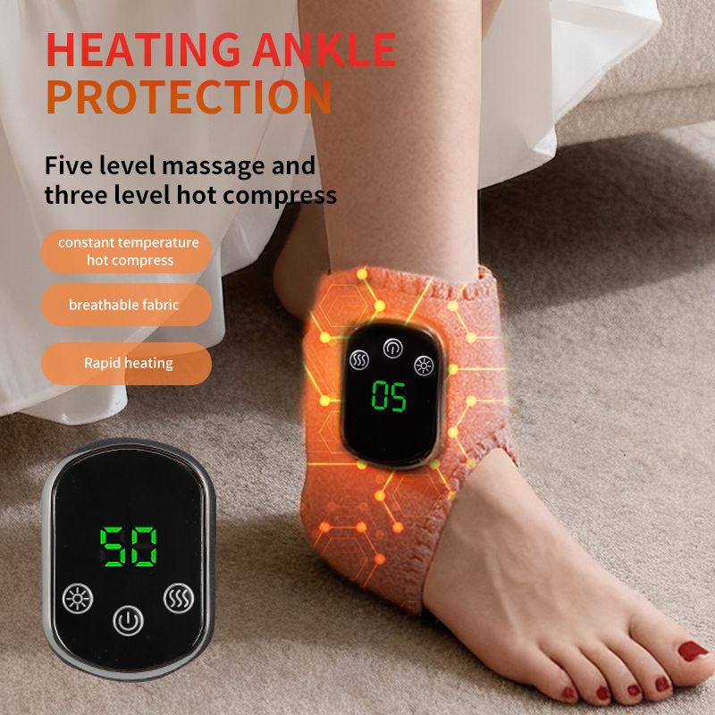 1. Electric Heated Ankle Massager, Rechargeable Vibration Foot Massage Machine, Adjustable Temperature Heating Ankle Brace, Portable Joint Relaxation Care Device for Fatigue Relief Foot Muscle Relax