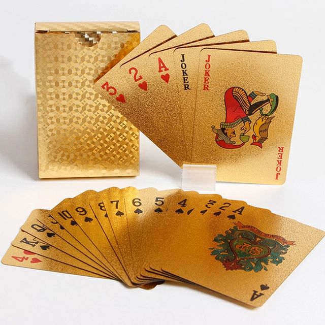 24K Gold Playing Cards Plastic Poker Game Deck Foil Pokers pack Magic Cards Durable Waterproof Card Gift for Parties and Games