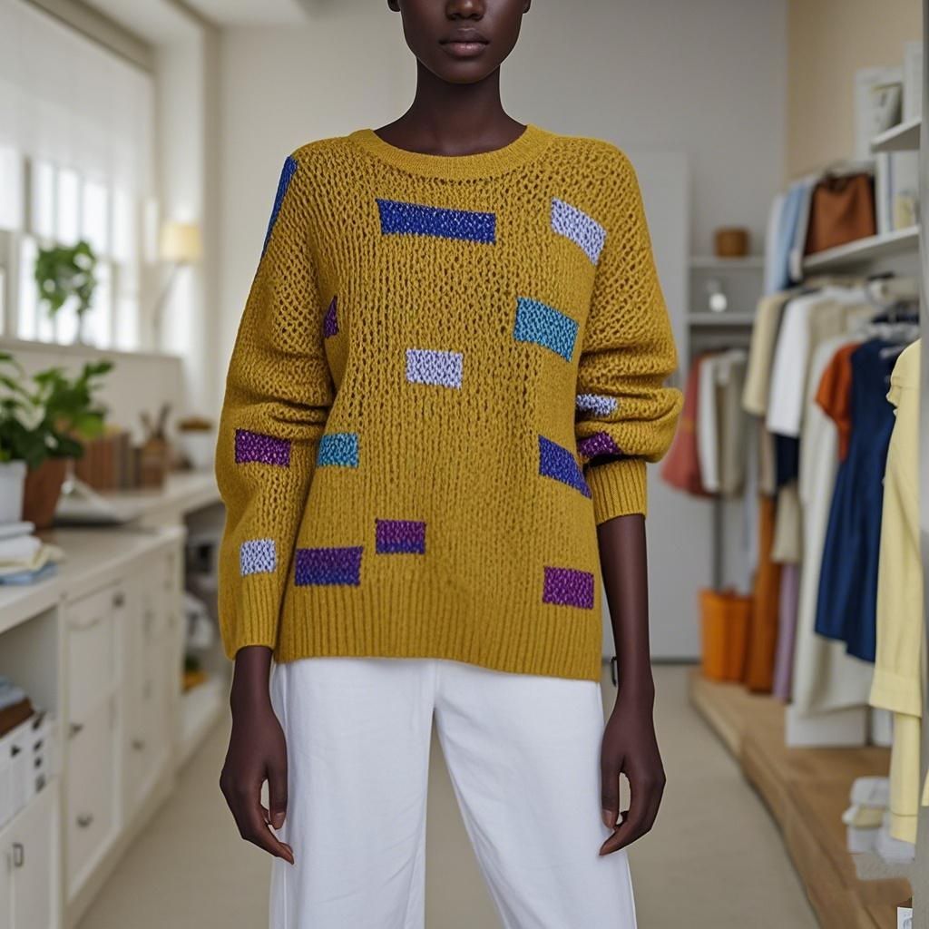 Wool knit Sweater Round Women's Sweater
