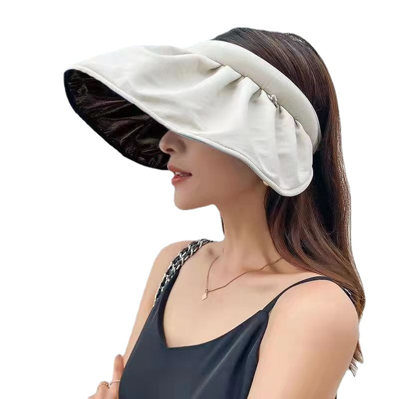 21040 1Pcs Black glue shell hat dual-use headband sun hat female sunscreen UV empty top outdoor net red sun hat summer