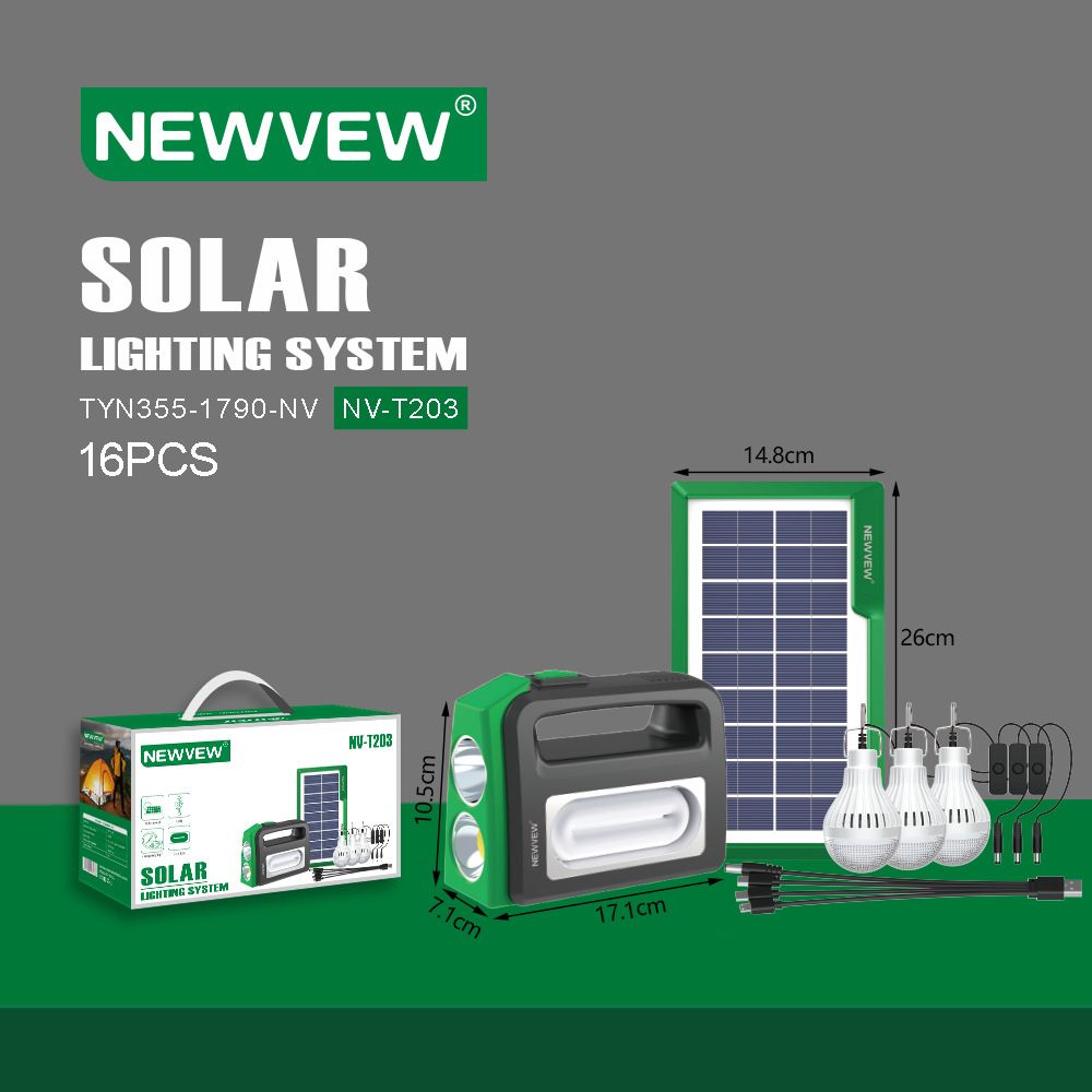NEWVEW portable household small solar power generation system for Afric*a's foreign trade, lighting power supply, portable for outdoor use