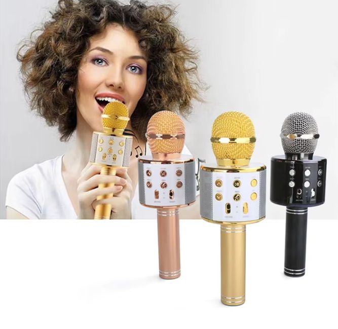 Portable Karaoke Player KTV Music Singing Playing Podcasting Wireless Karaoke Microphone with Speaker for Home Party 5W