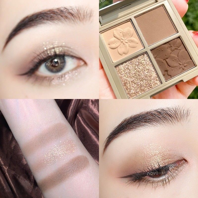 The four-color eyeshadow palette, the same makeup style as the Internet celebrity, with a bright and matte pearlescent eyeshadow palette for daily use
