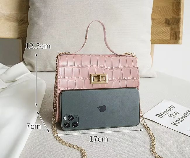 Crocodile Mini Handbag for Women Fashion Designer Chain Strap Crossbody Purse Single Handle PU Lining for Spring Summer Dress