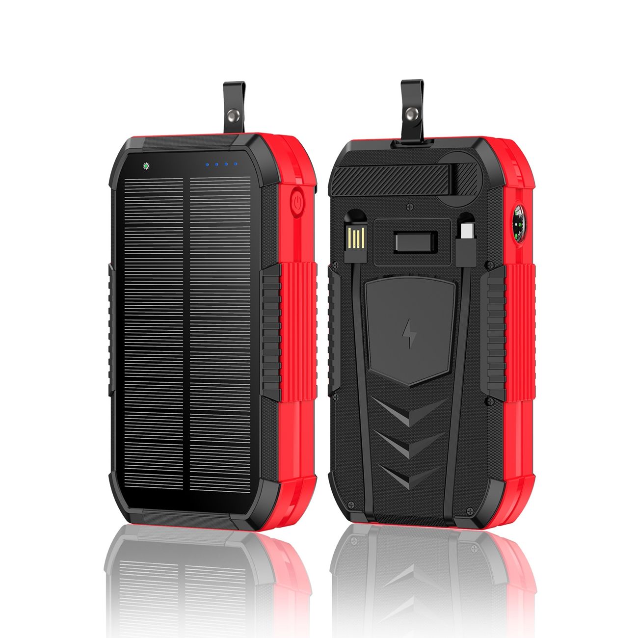 40000 mAh solar powered hand crank charger with built-in cable wireless charging PD 22.5W fast charging mobile power bank
