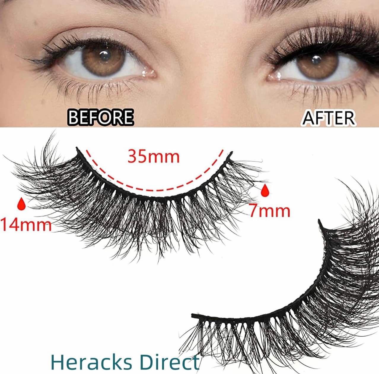 Natural Look False Eyelashes Russian Strip Lashes D Curly Faux Mink Lashes Wispy Fluffy Volume Russian Lashes 3D Effect Fake Eyelashes (1 pair,no glue)