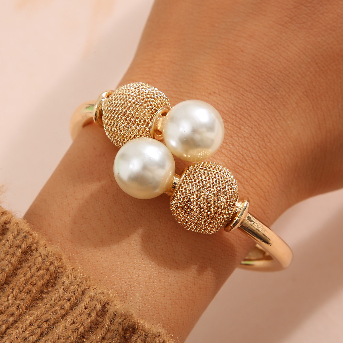 5609302HB Pearl Gold Color Bracelets Sets Open Adjustable Silver Color Bracelets for Women Trendy Jewerly Charm Bracelets