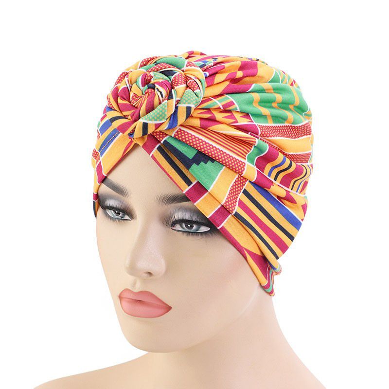 Colorful style headscarf flower headscarf hat elastic print hat sleeping hat