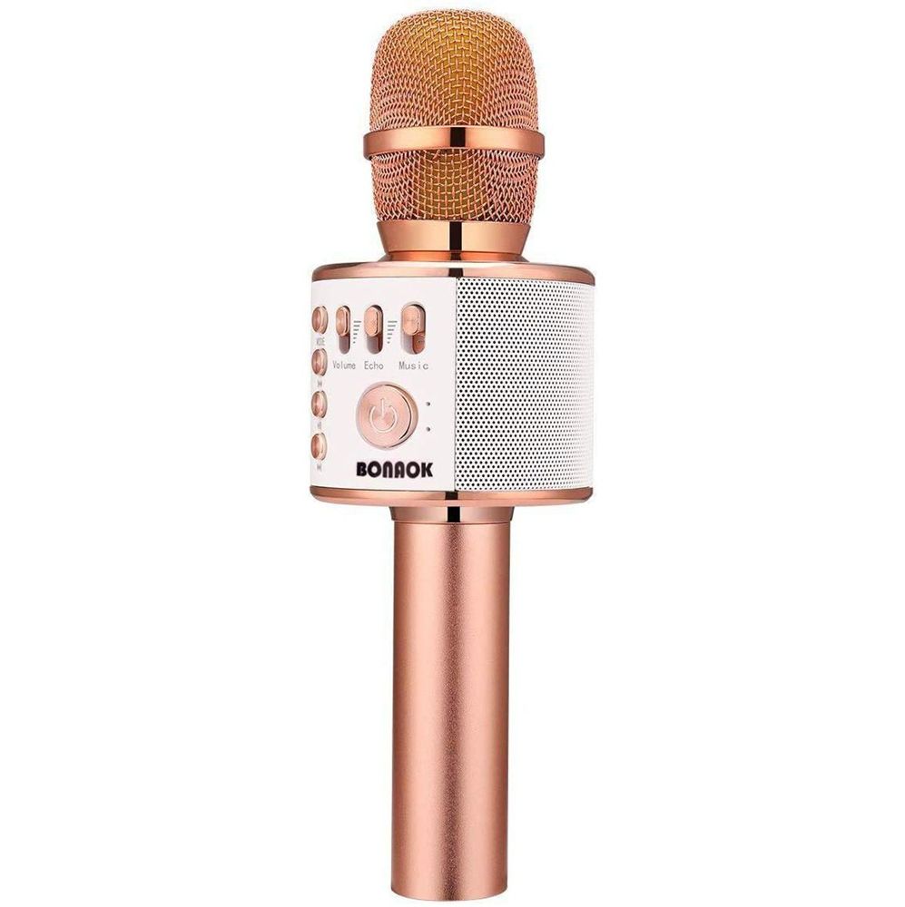 Wireless Bluetooth Karaoke Microphone,3-in-1 Portable Handheld Karaoke Mic Speaker Machine Home Party Birthday for All Smartphones PC(Q37 Rose Gold)