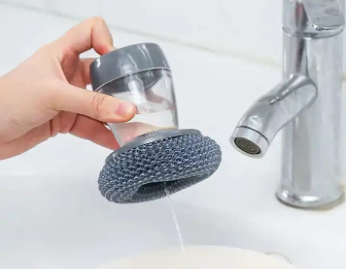 Hydraulic brush pot brush cleaning ball hand pressure type does not drop the wire does not hurt the pot automatic liquid addition household brush steel wire ball