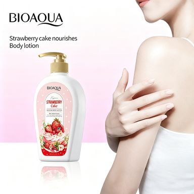 BIOAQUA Nourishing Body Lotion 400ml, 6 Scents Optional (Strawberry/Coconut/Donut/Vanilla/Chocolate/Peach), 98% Natural Extract Moisturizing Body Cream, Deep Hydration Repair Rough Dry Skin, Long Lasting Fragrance Body Lotion for All Skin Types
