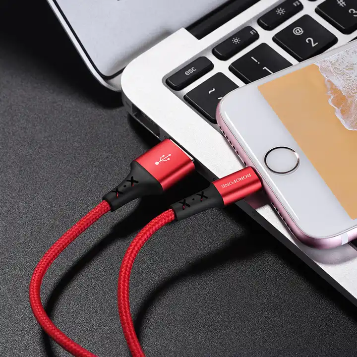 Nylon USB To iPhone Cord - 1m - Red