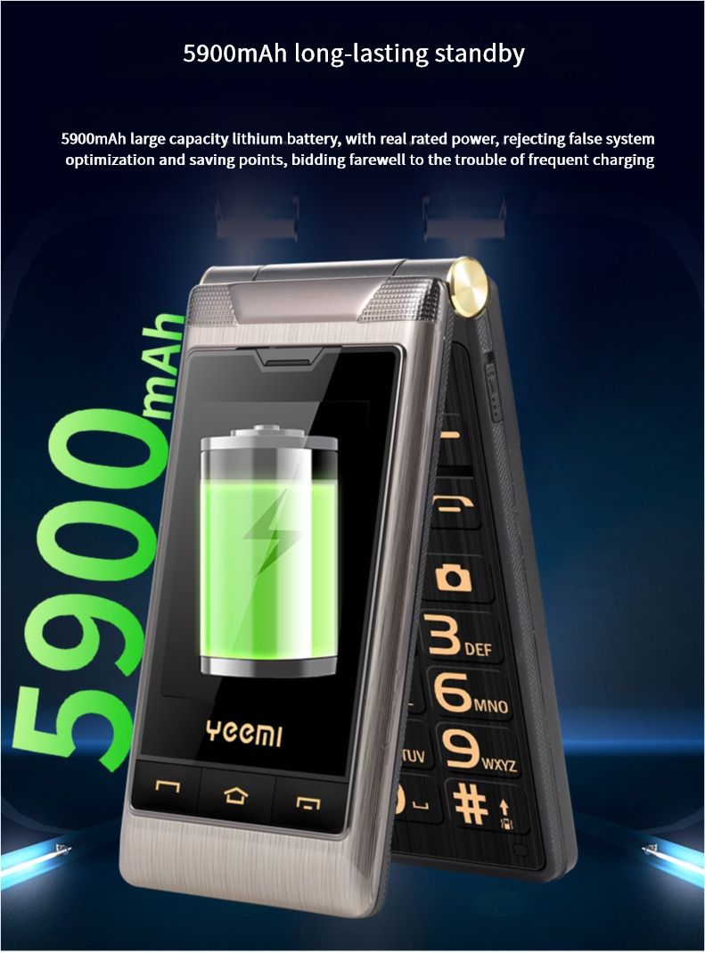Yimi G10-C business flip phone for seniors with large buttons, loud ringtones, large display text, and long battery life