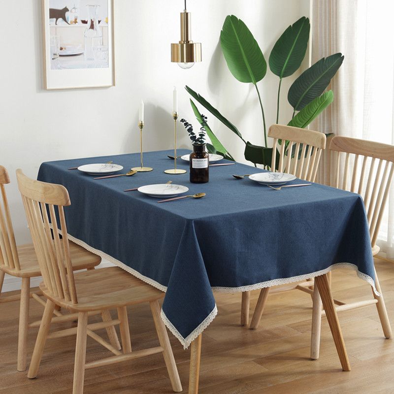 FS Solid Color Waterproof Tablecloth Lace Tassel Tablecloth
