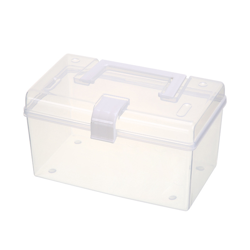 2539 1pc Storage Box Portable Multi-use Clear Plastic Home Storage Container with Handle Lock
