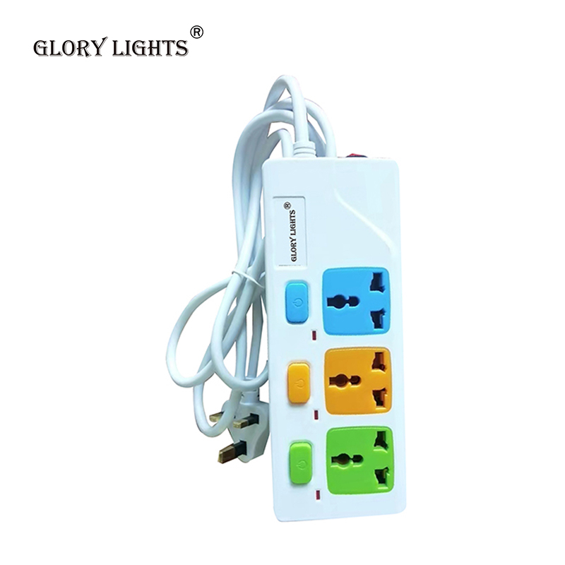 50pcs per carton 3UK Plugs Glory lights Smart Power Strip AU Plug Universal Way Power Button 2M Extension Cord Socket Charger Plug Adapter 