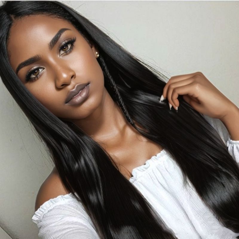 Wigs Long straight hair medium differentiation fiber headband CRRSHOP wig Straight wave 27 inches black ,dark brown wigs