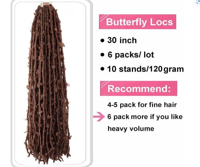 Obaasima Strands Butterfly Locs Crochet Hair Soft Locs Crochet Braids Hair Pre Looped Locs Dreadlocs Hair Ombre Brown Hair Extensions For Women (T30#)