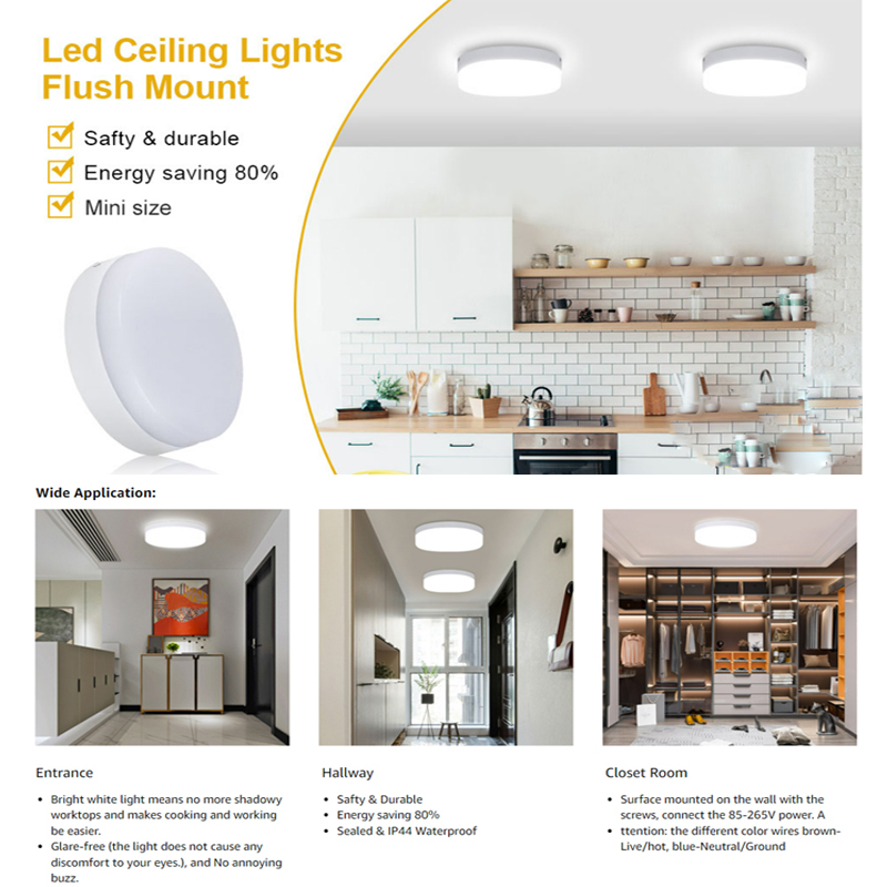 Glory lights 18W 24W 36W Triple Dimmable LED Surface Mount Panel Light, LED Ceiling Light Closet Ceiling Fixture for Laundry Room, Hallway, Bedroom, Basement, Kitchen Modern Round Lighting Fixture