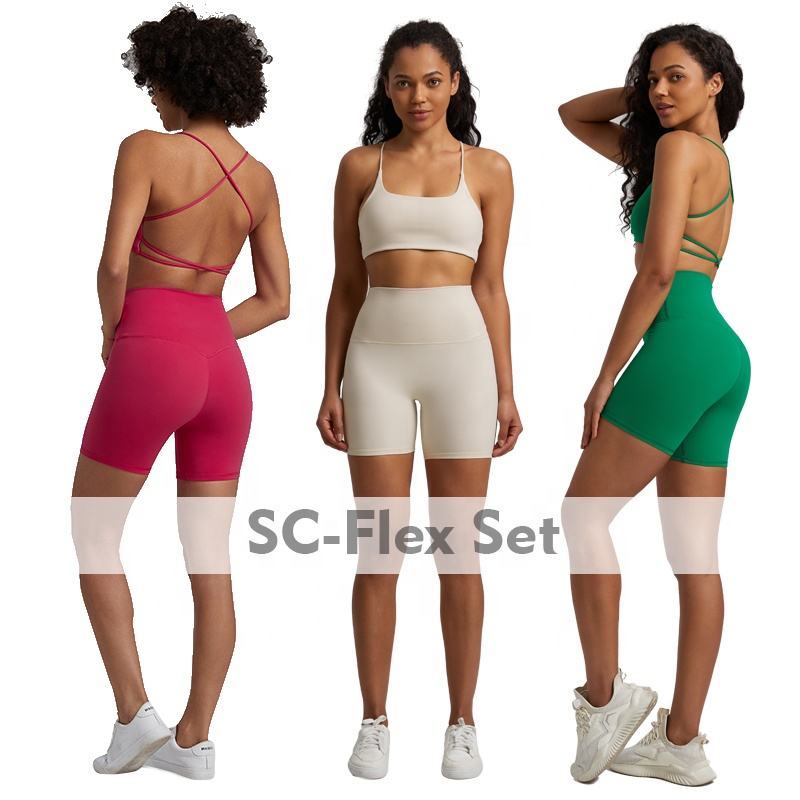 7359 Super Cloud Sports Sets Women 2 Pieces Yoga Bra and Shorts Suits Workout Gym Tracksuit