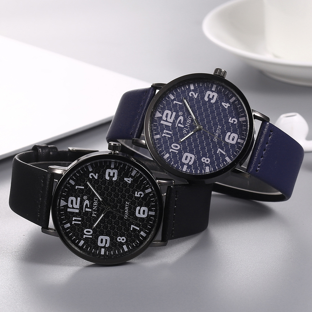 PD582 Men's Analog Quartz Sports Outdoor Leather Band Digital Dial Watch
