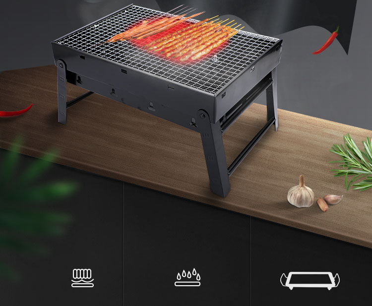 kz003 Portable Foldable BBQ Grills Patio Barbecue Charcoal Grill Stove Stainless Steel Outdoor Camping Picnic
