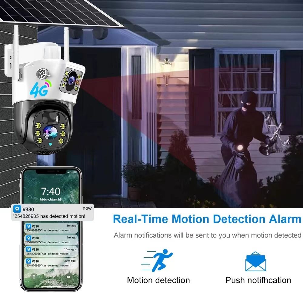 2K Solar Security Cameras Wireless Outdoor, 2 Pack 360 View Pan/Tilt WiFi Security Camera Outside with Color Night Vision,Easy to Install, PIR Alarm, 2-Way Audio
