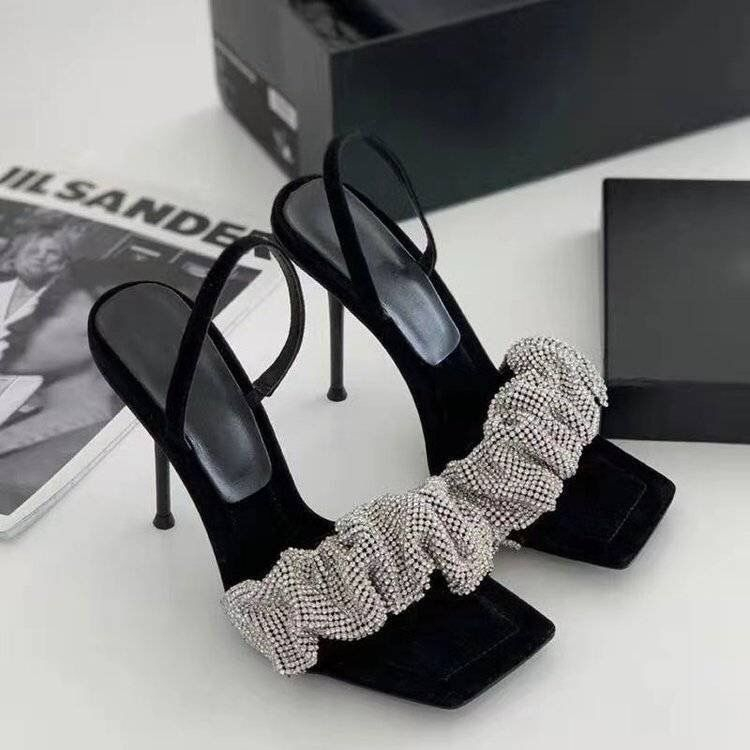 888-9 Slipper Stiletto Sexy Black Luxury Fashion Designer Shoes Women Heels Ladies Heeled Sandals
