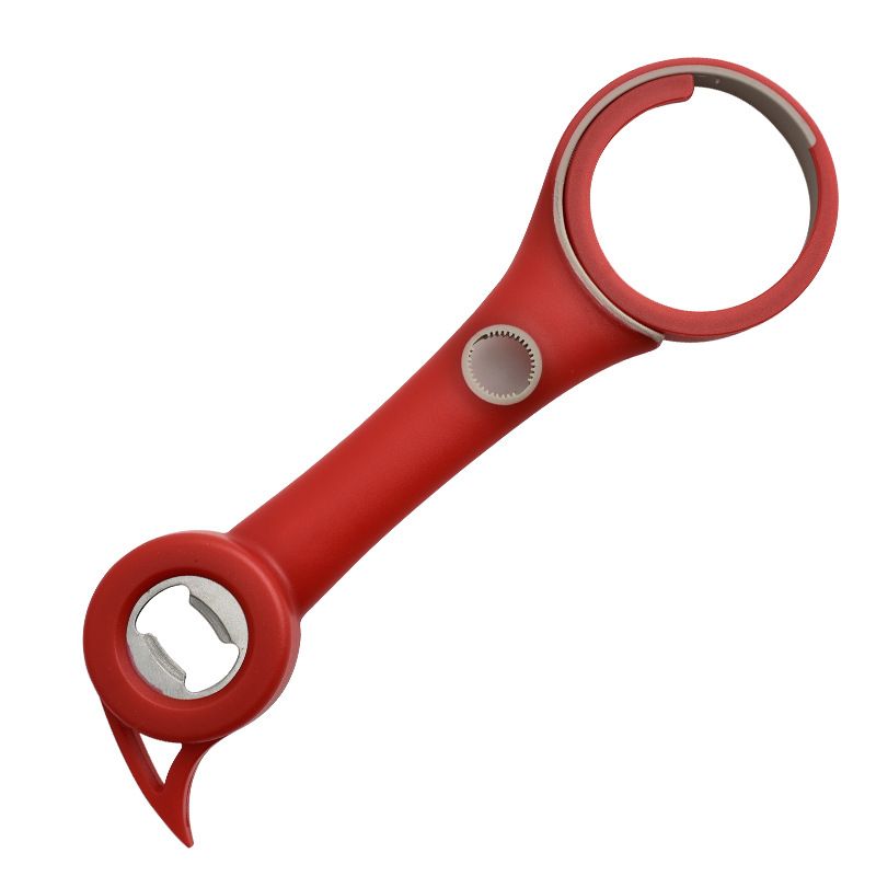Plastic 4-in-1 Bottle Opener - Creative Multifunctional Lid Twist, Beer, and Can Opener for Home UseRed