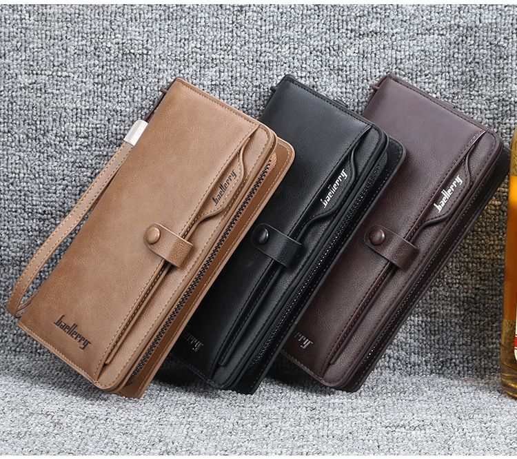 S6703 Men's Retro Multi Functional Long Wallet Zipper Buckle Wallet