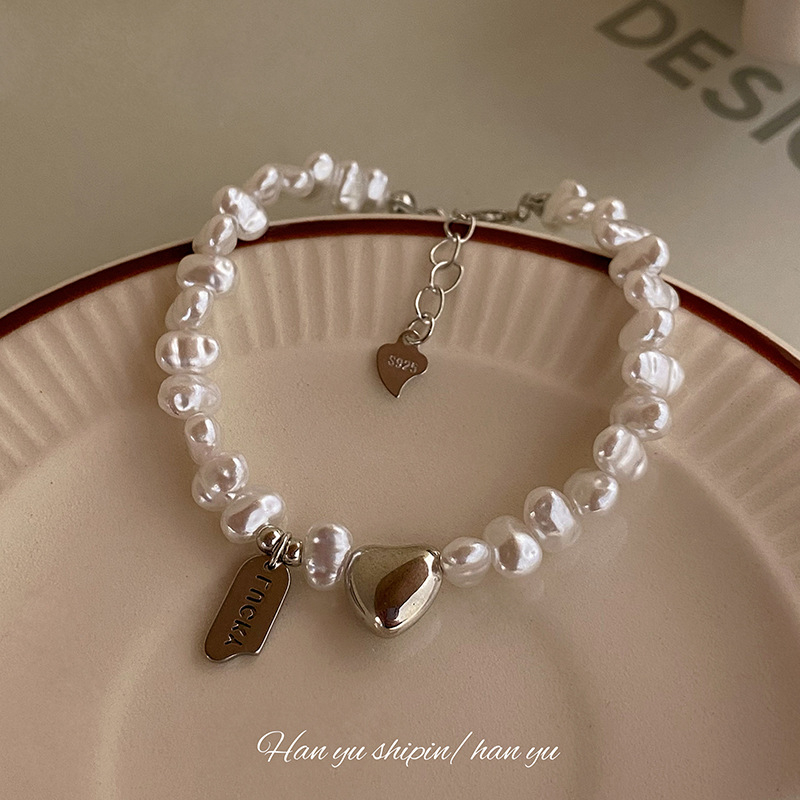 SL0420 Women's Niche Baroque Pearl Love Bracelet Fashion Temperament Lucky Hang Bracelet