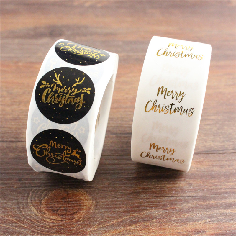 500pcs Bronzing Merry Christmas Stickers Sealing Label Stickers For Party DIY Packaging Stationery Stickers For Home Decoration