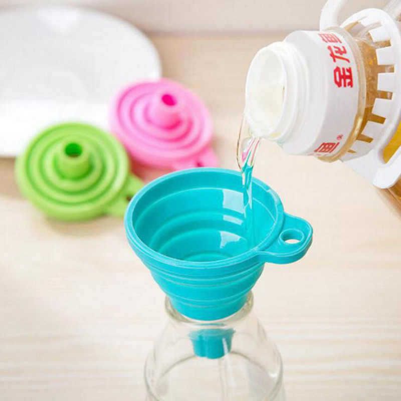 AUNONT Silicone funnel telescopic mini portable folding oil funnel compression storage kitchen supplies silicone wine funnel