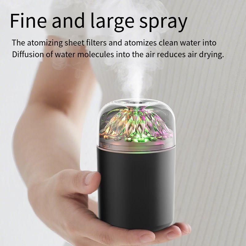 New USB Mini Volcano Humidifier, Portable Quiet Colorful LED Light Humidifier, Multi-Function Desktop Air Humidifier for Home, Car, Office, Long-Lasting Moisturizing Diffuser to Relieve Dryness, Ideal Gift for Daily Use
