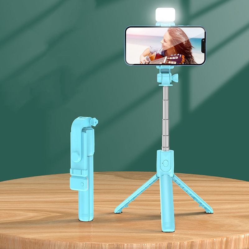 Selfie stick F210 67CM Anti shake selfie stick, Bluetooth remote control, tripod, multifunctional CRRSHOP Digital Phone Parts Supplement Light blue  F210