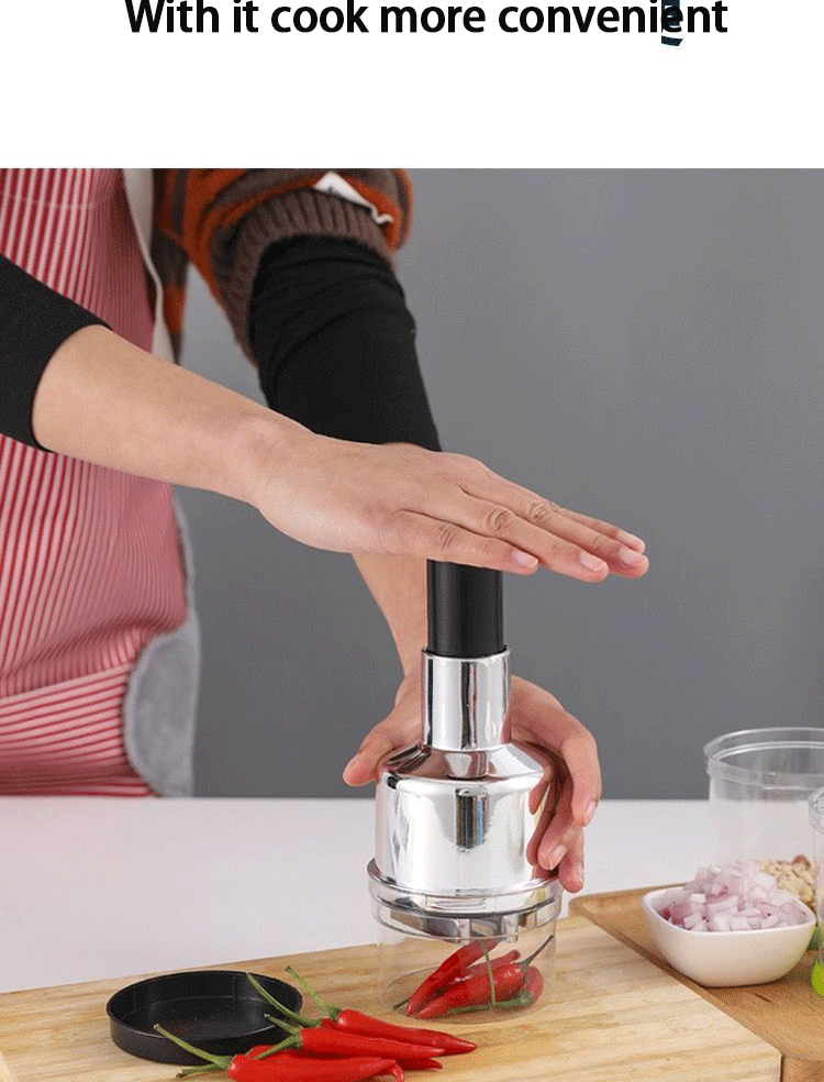 Slap Press Manual Food Chopper,Stainless Steel Hand Dicers Mincer Chopper,Sharp Mini Chopper Cutter for Fruit,Vegetable, Garlic,Nut,Salad
