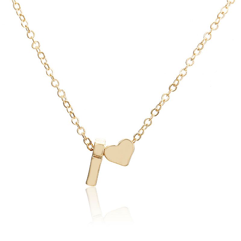 New simple peach heart-shaped letter necklace, elegant and versatile 26-letter original heart clavicle chainI